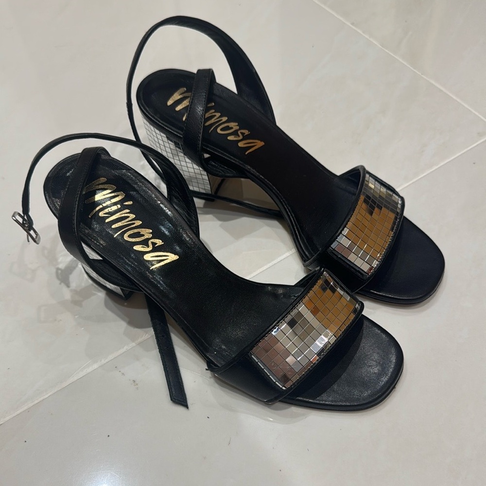 Elegant Black and Gold Stiletto Heels